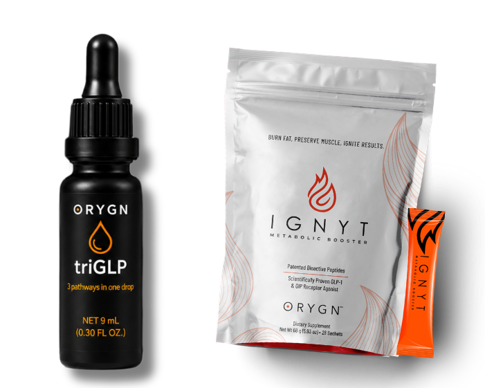 2 Formatos, Una Misma Ciencia - Gotas triGLP y Sobres IGNYT Metabolic Booster ORYGN